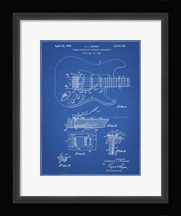 Framed Tremolo Device for Stringed Instruments Patent - Blueprint Print