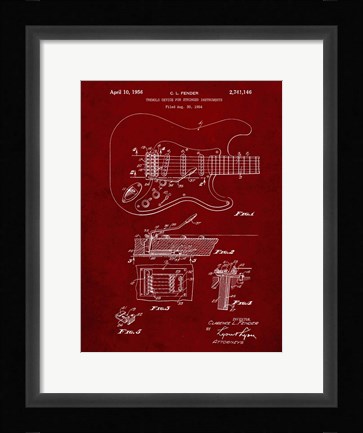 Framed Tremolo Device for Stringed Instruments Patent - Burgundy Print