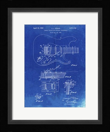 Framed Tremolo Device for Stringed Instruments Patent - Faded Blueprint Print