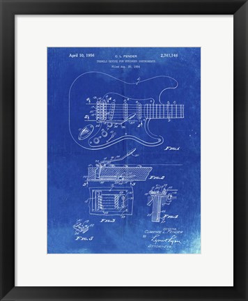 Framed Tremolo Device for Stringed Instruments Patent - Faded Blueprint Print