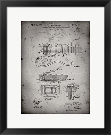 Framed Tremolo Device for Stringed Instruments Patent - Faded Grey Print
