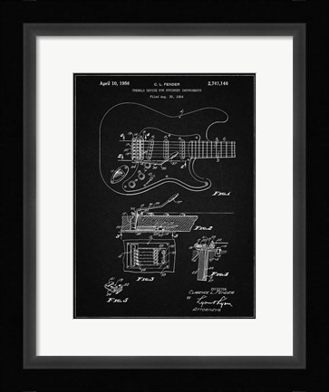 Framed Tremolo Device for Stringed Instruments Patent - Vintage Black Print
