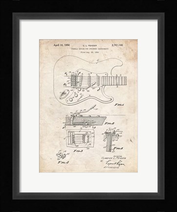 Framed Tremolo Device for Stringed Instruments Patent - Vintage Parchment Print