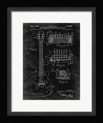 Framed Guitar &amp; Combined Bridge &amp; Tailpiece Therefor Patent - Black Grunge Print