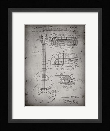 Framed Guitar &amp; Combined Bridge &amp; Tailpiece Therefor Patent - Faded Grey Print