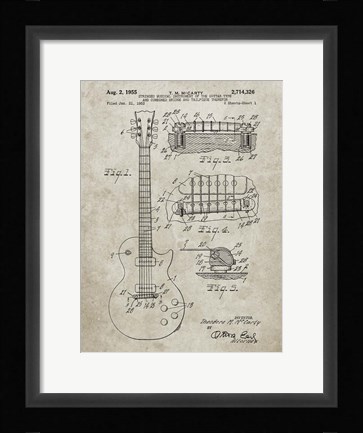 Framed Guitar &amp; Combined Bridge &amp; Tailpiece Therefor Patent - Sandstone Print