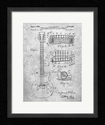 Framed Guitar &amp; Combined Bridge &amp; Tailpiece Therefor Patent - Slate Print
