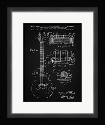 Framed Guitar &amp; Combined Bridge &amp; Tailpiece Therefor Patent - Vintage Black Print