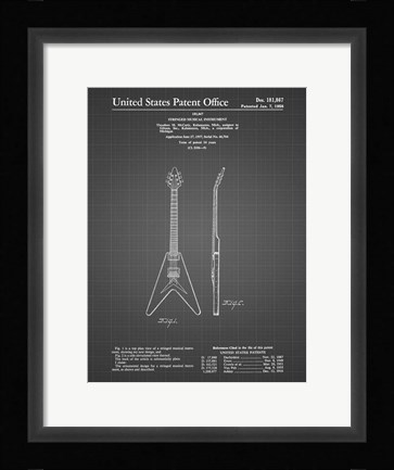 Framed Stringed Musical Instrument Patent - Black Grid Print