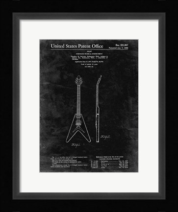 Framed Stringed Musical Instrument Patent - Black Grunge Print