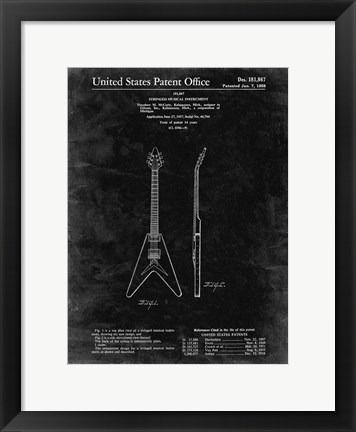 Framed Stringed Musical Instrument Patent - Black Grunge Print