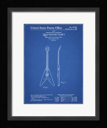 Framed Stringed Musical Instrument Patent - Blueprint Print