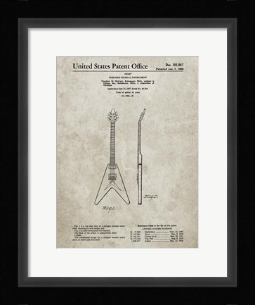 Framed Stringed Musical Instrument Patent - Sandstone Print