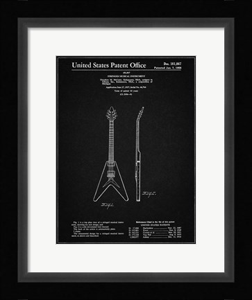 Framed Stringed Musical Instrument Patent - Vintage Black Print