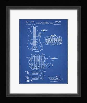 Framed Electric Guitar Patent - Blueprint Print