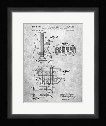 Framed Electric Guitar Patent - Slate Print