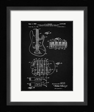 Framed Electric Guitar Patent - Vintage Black Print