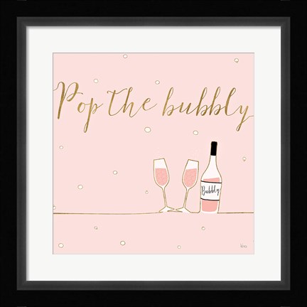 Framed Underlined Bubbly VII Pink Print