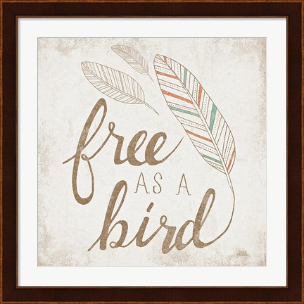Framed Free as a Bird Beige Print