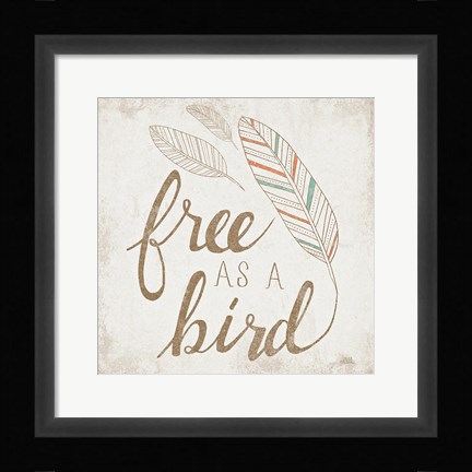 Framed Free as a Bird Beige Print