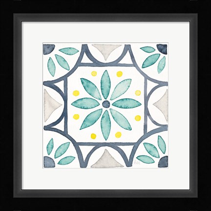 Framed Garden Getaway Tile VIII White Print