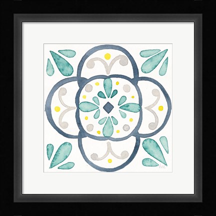 Framed Garden Getaway Tile VII White Print
