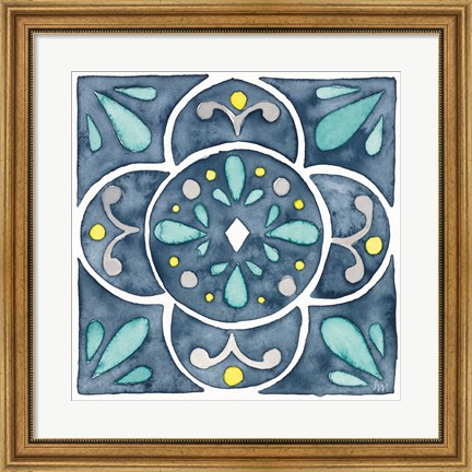 Framed Garden Getaway Tile VII Blue Print