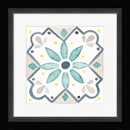 Framed Garden Getaway Tile V White Print