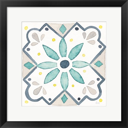 Framed Garden Getaway Tile V White Print