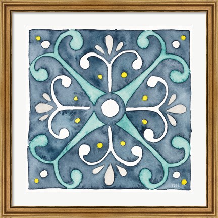 Framed Garden Getaway Tile III Blue Print