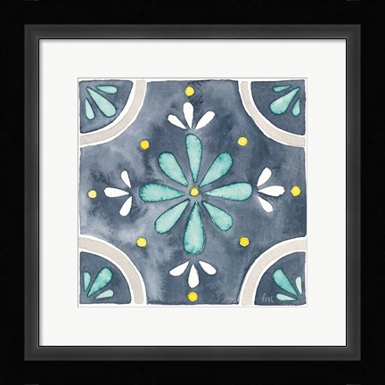 Framed Garden Getaway Tile I Blue Print