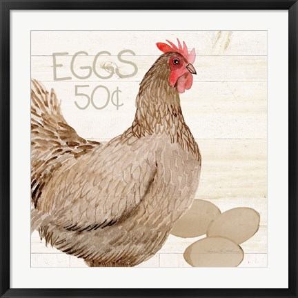 Framed Life on the Farm Chicken III Print