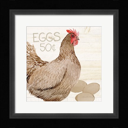 Framed Life on the Farm Chicken III Print