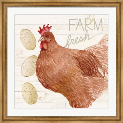 Framed Life on the Farm Chicken II Print