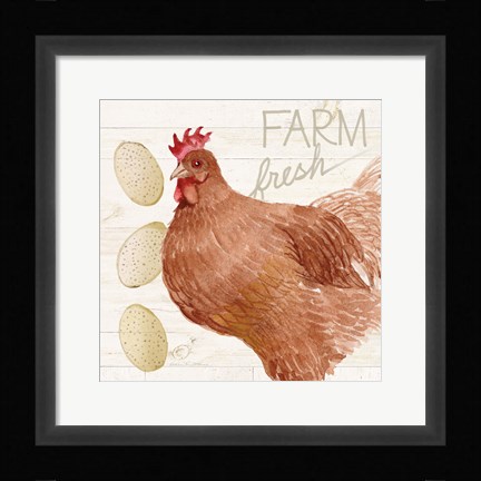 Framed Life on the Farm Chicken II Print