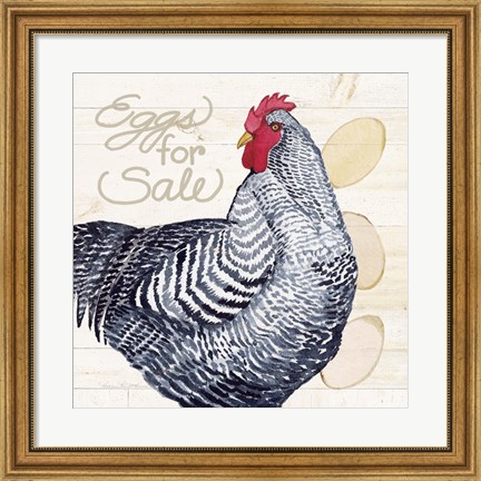 Framed Life on the Farm Chicken I Print