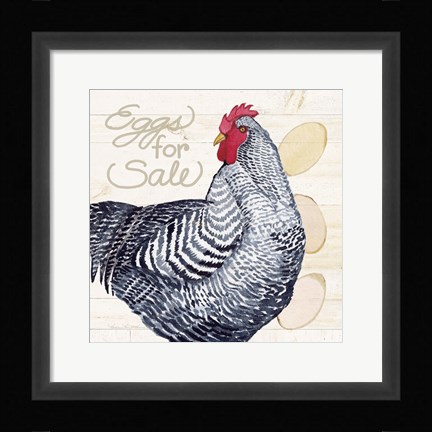 Framed Life on the Farm Chicken I Print