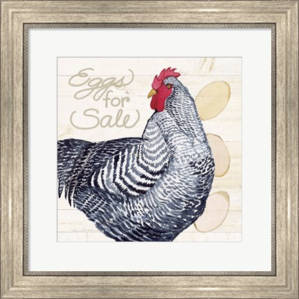 Framed Life on the Farm Chicken I Print