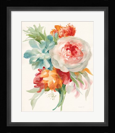 Framed Garden Bouquet I Orange Red Print