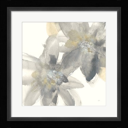 Framed Gray and Silver Flowers II Print