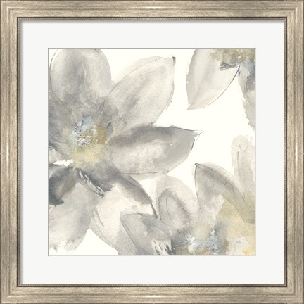 Framed Gray and Silver Flowers I Print