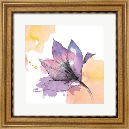 Framed Watercolor Graphite Flower IX Print