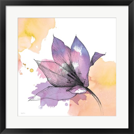 Framed Watercolor Graphite Flower IX Print