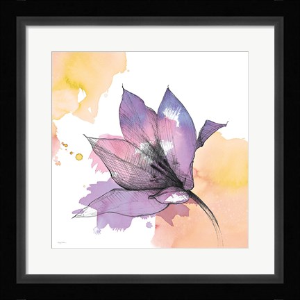 Framed Watercolor Graphite Flower IX Print