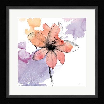 Framed Watercolor Graphite Flower II Print