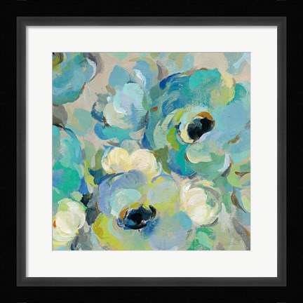 Framed Fresh Teal Flowers III Print