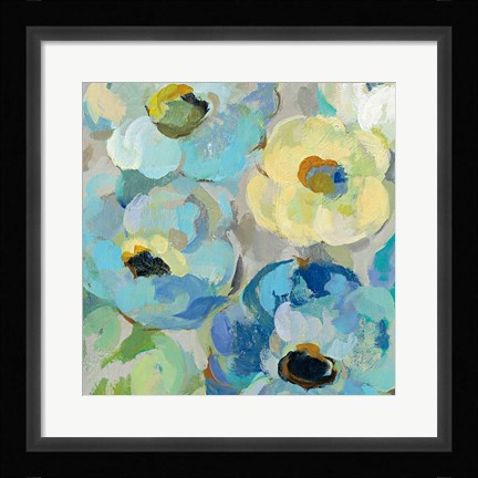 Framed Fresh Teal Flowers II Print
