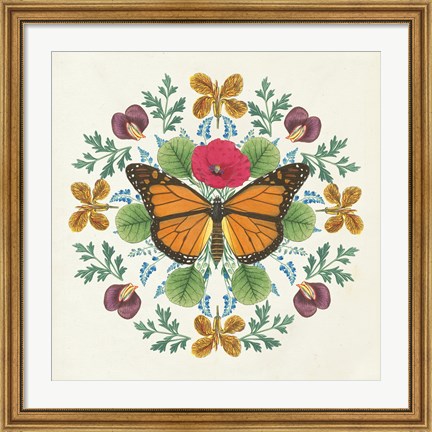 Framed Butterfly Mandala I Print