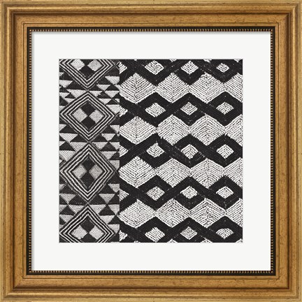 Framed Kuba Cloth Mat I BW Print