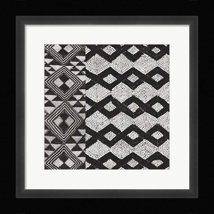 Framed Kuba Cloth Mat I BW Print